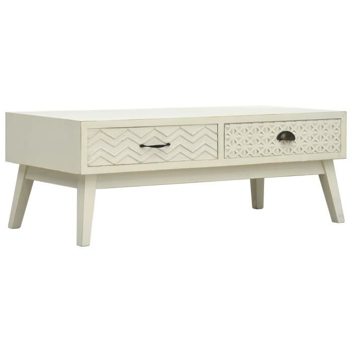 VidaXL Table basse avec 2 tiroirs Gris sculpté 110x50x40 cm Bois