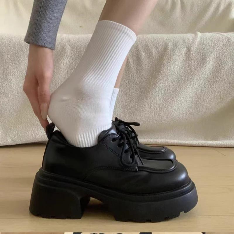 

Мода 2024 года Модные женские туфли Лоферы Женские туфли на высоком каблуке Офисные туфли на платформе Женские туфли на круглом носке с перекрестными шнурками на квадратном каблуке Женские 40 чёрный