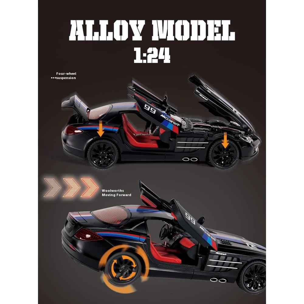 1/24 High Quality Alloy BENZ SLR Sports Car Model, Cool Sound and Light, Best Collectible for Car Lovers, Christmas Gifts