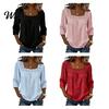Skin-friendly Fabric Shirt Women Square Collar 3/4 Sleeve Pure Color Casual Loose Fit Tops Blouse Lace Splicing Summer Breathable