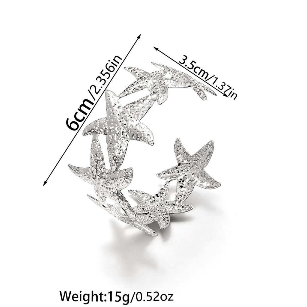 Punk Fashion Style Metal Starfish Open Bracelet, Versatile for Daily Use