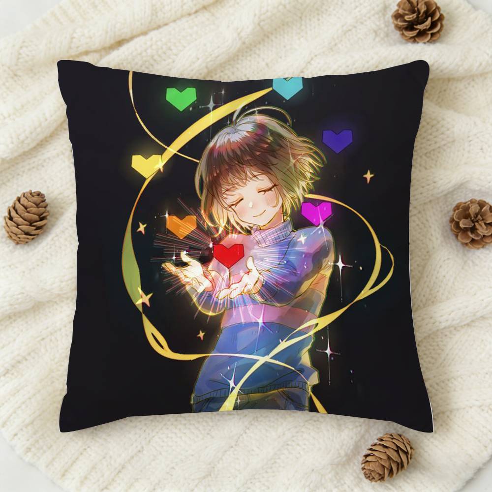 UUndertale Game Doublesided Printed Square Decorative Cushion Cover for Sofa Living Room Home Decor