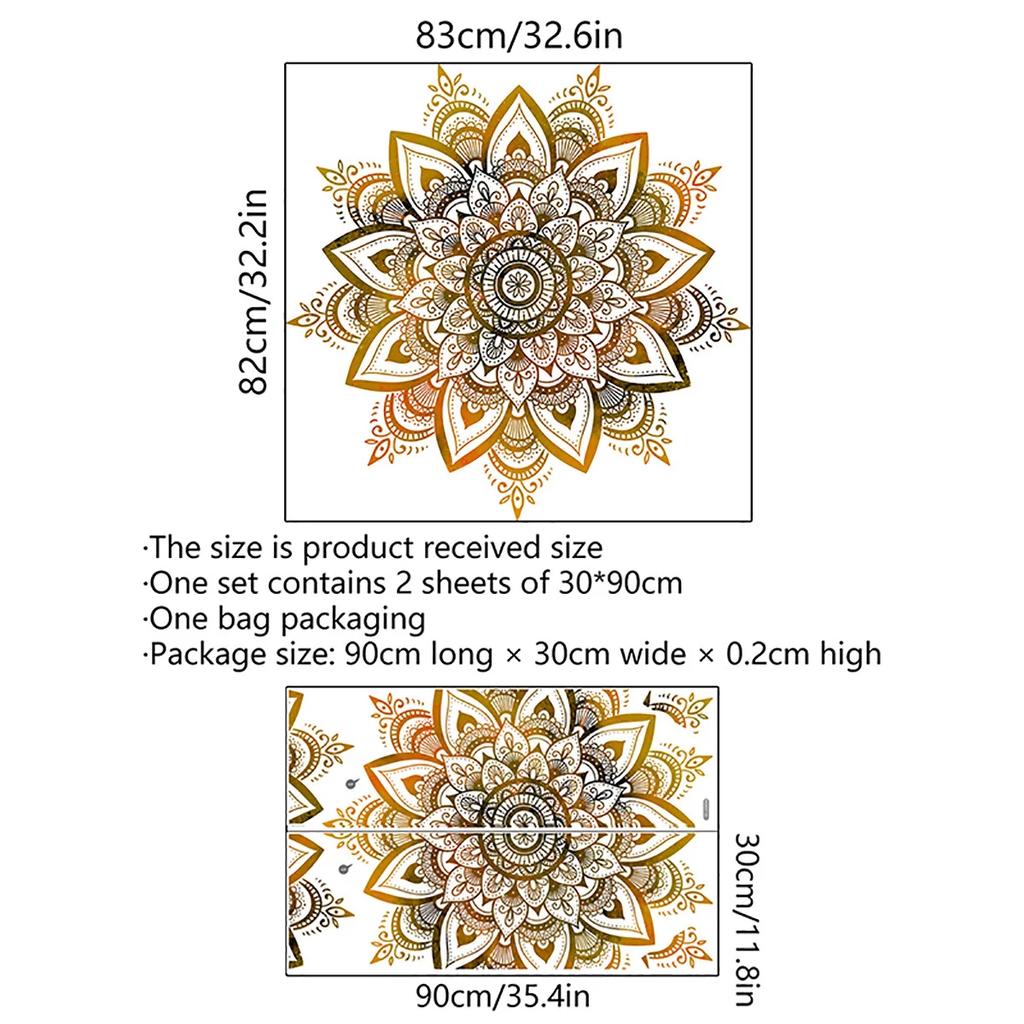 Konstnärlig PVC Väggdekal Mandala Lotusblomma Mural Väggkonst Klistermärke För Sovrum Vardagsrum Kontor Hemdekoration Självhäftande