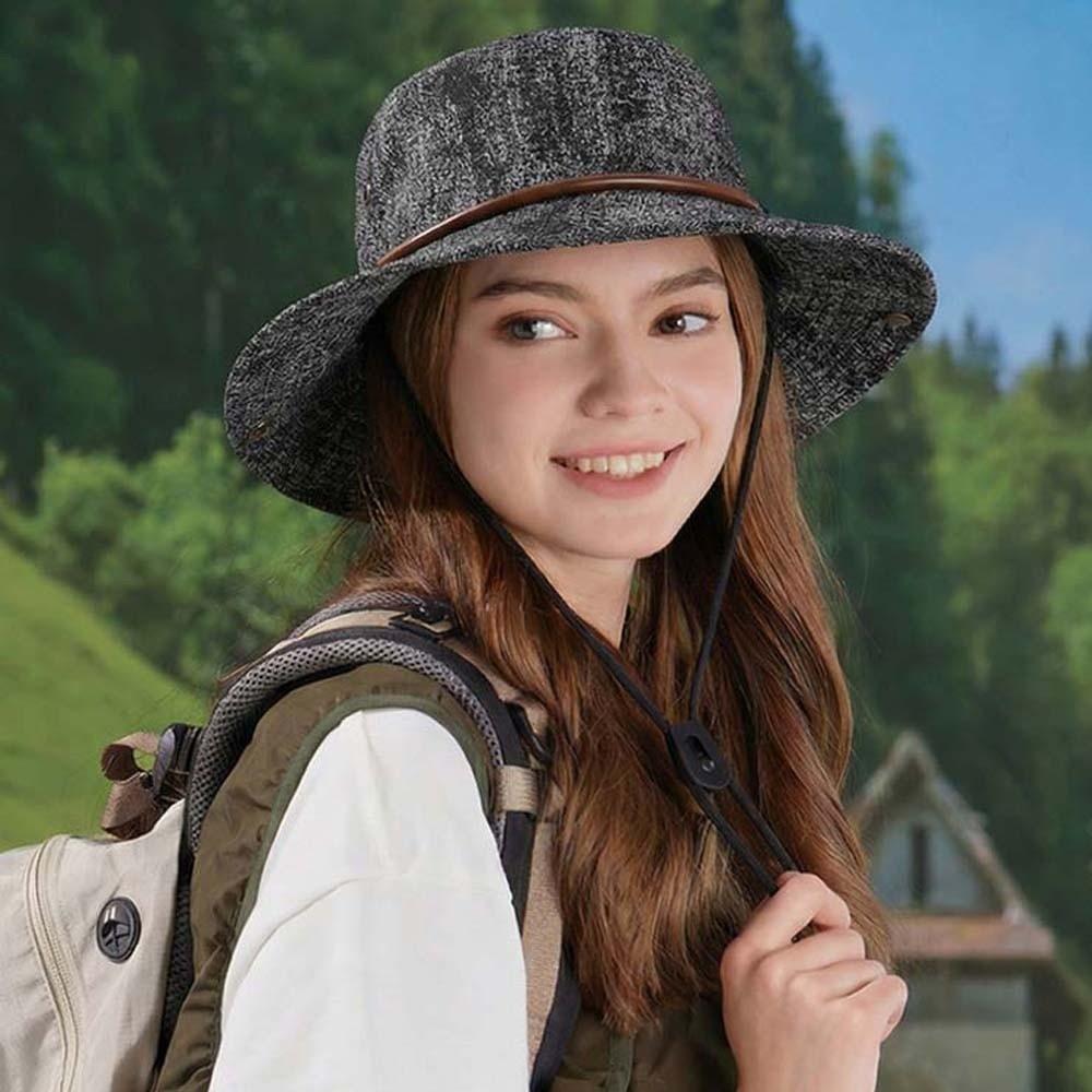 Breathable Sunshade Cowboy Hat Drawstring Sunscreen Basin Cap Sun Cap Denim Fisherman Hat  Hiking