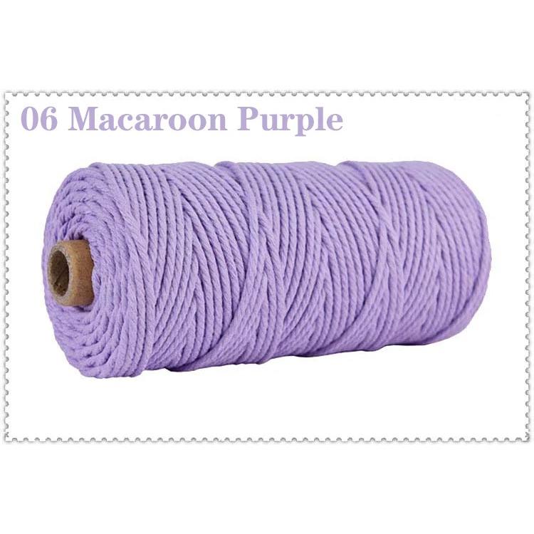 3mm 100% Cotton Cord Colorful Handmade Rope Twisted Macrame String DIY Home Wedding Decoration Supply Film Packaging 100m