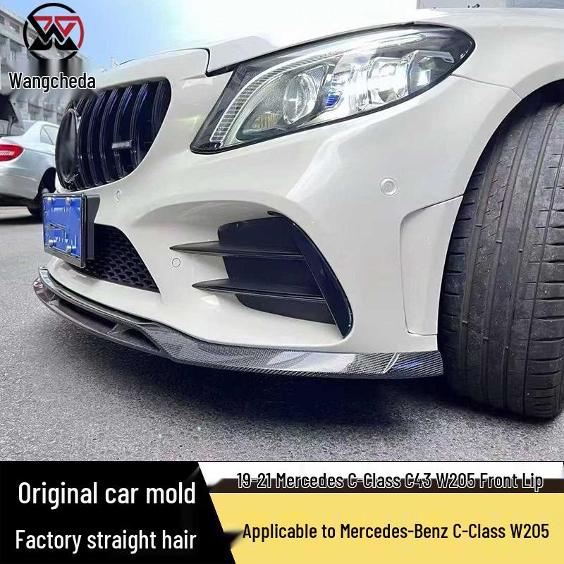 Carbon Fiber Front Lip for 19-21 Mercedes C-Class C43 W205 - C-Style Front Bumper Diffuser