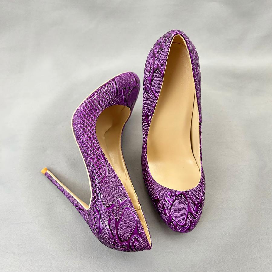 Neue Mode Lila Runde Kappe Frauen Pumpt Dünne High Heels 10cm /12cm Absätzen Spitze Zehen Slip Auf Flachen Abendschuhe Frau 35-45