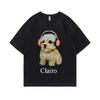 Clairo Dog Puppy Headphones Graphic Print Tshirt Summer Male Fashion Oversized Streetwear Unisex Women Cute Kawaii Tshirt Tops