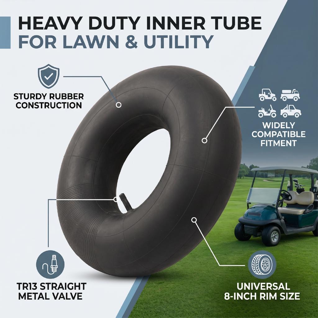 18x8.50 9.50 8 Inner Tube with TR13 Straight Valve Stem for ATV Quad Golf Cart Tractor Lawn Mower
