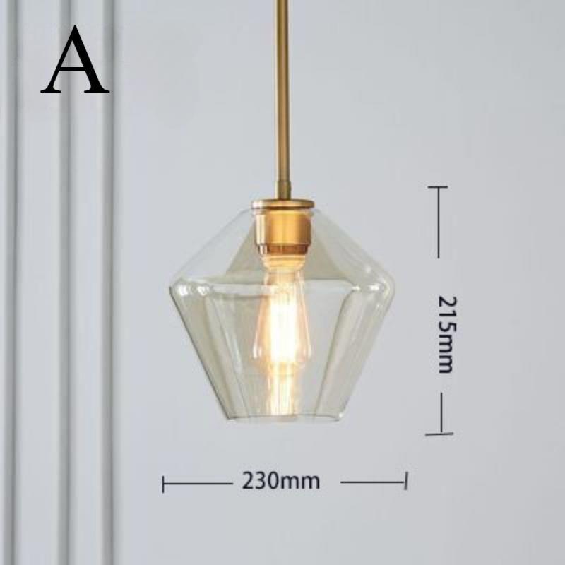 Modern Minimalist Coffee Shop Designer Creative Bar Counter, Living Room Lights, Dining Room Electroplated Champagne Gold Glass Pendant Light