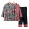 Grandma's Summer Clothing Set: Plus Size Mid-Sleeve Shirt for Middle-Aged and Elderly Women – Casual Spring Outfit for Mom