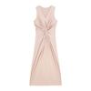 Solid color kinky pleated off-the-shoulder V-neck vest dress women's summer vacation style slim-fitting waist A-shaped long dress