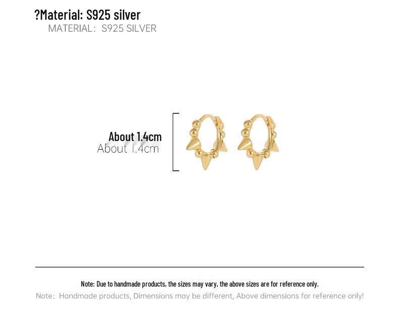Banyan Tree S925 Silver Punk Hip-Hop Zircon Pointed Hoop Earrings for Women