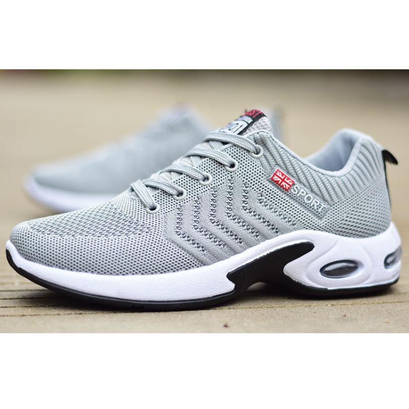 Casual Sports Shoes for Men New Hot Selling Fly Weave Breathable Running Shoe Low Top Lace Up Flats Platform Tennis Trainers