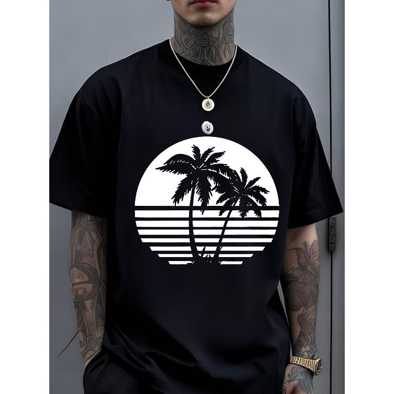 

European sizes Men S Graphic T-Shirt Crew Neck Short Sleeve Black Casual Style Suitable for Summer Daily Scene No Specific Festival 4XL чорний