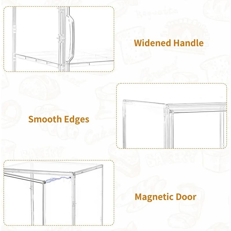 1pc Transparent Storage Box Blind Box Display Box Clear Acrylic Dustproof Organizer with 2PCS Large Partitions Food Showcase