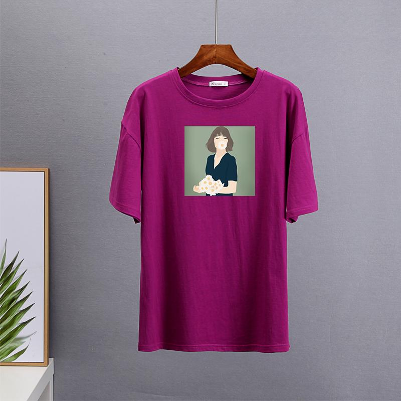 Hirsionsan Kawaii z nadrukiem T Shirt kobiety lato eleganckie podstawowe luźne ubrania estetyczne Harajuku koszulki z nadrukami kobieta Casual bawełniany top