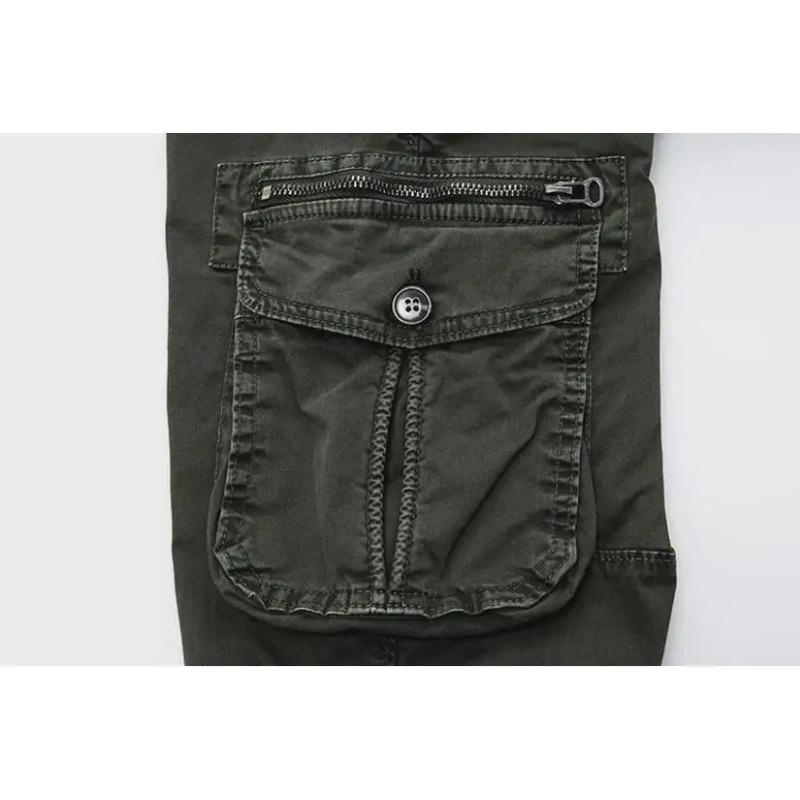 Men Casual Joggers Solid Color Pants Men Cotton Elastic Trousers Military Style Army Cargo Pants