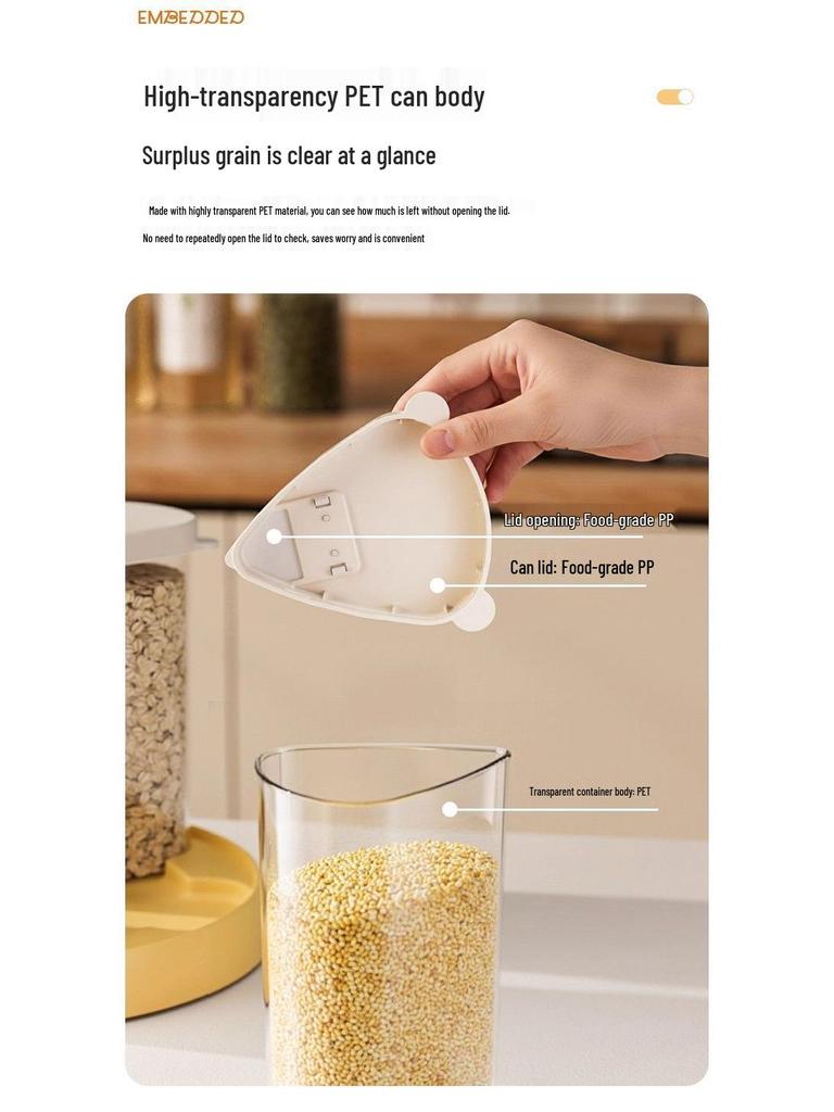 Rotating Moisture-Proof Grain Storage Box with Compartments for Kitchen & Fitness Enthusiasts