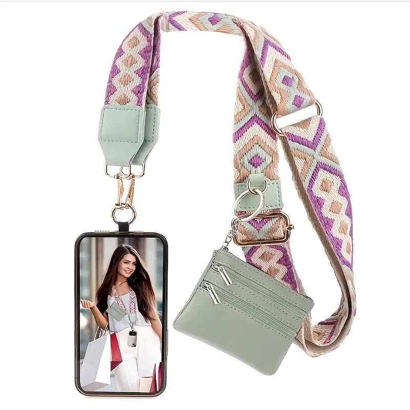 105-145cm Solid Color Adjustable With Coin Purse Practical Printed Pattern Card Holder Wallet Multi-Function Multi-Color