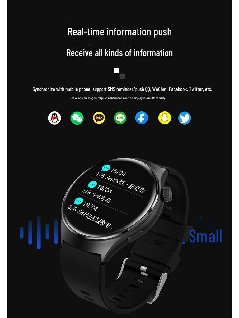 Smartwatch4: Schwarze Multifunktions-Sportuhr mit NFC-Zahlung & Wasserdichtem Design (Modell BM04)