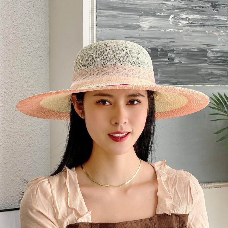 Straw Hat Women's Summer Foldable Beach Hat Face Covering Sun Hat Bow Fisherman Hat Sun Hat Basin Hat