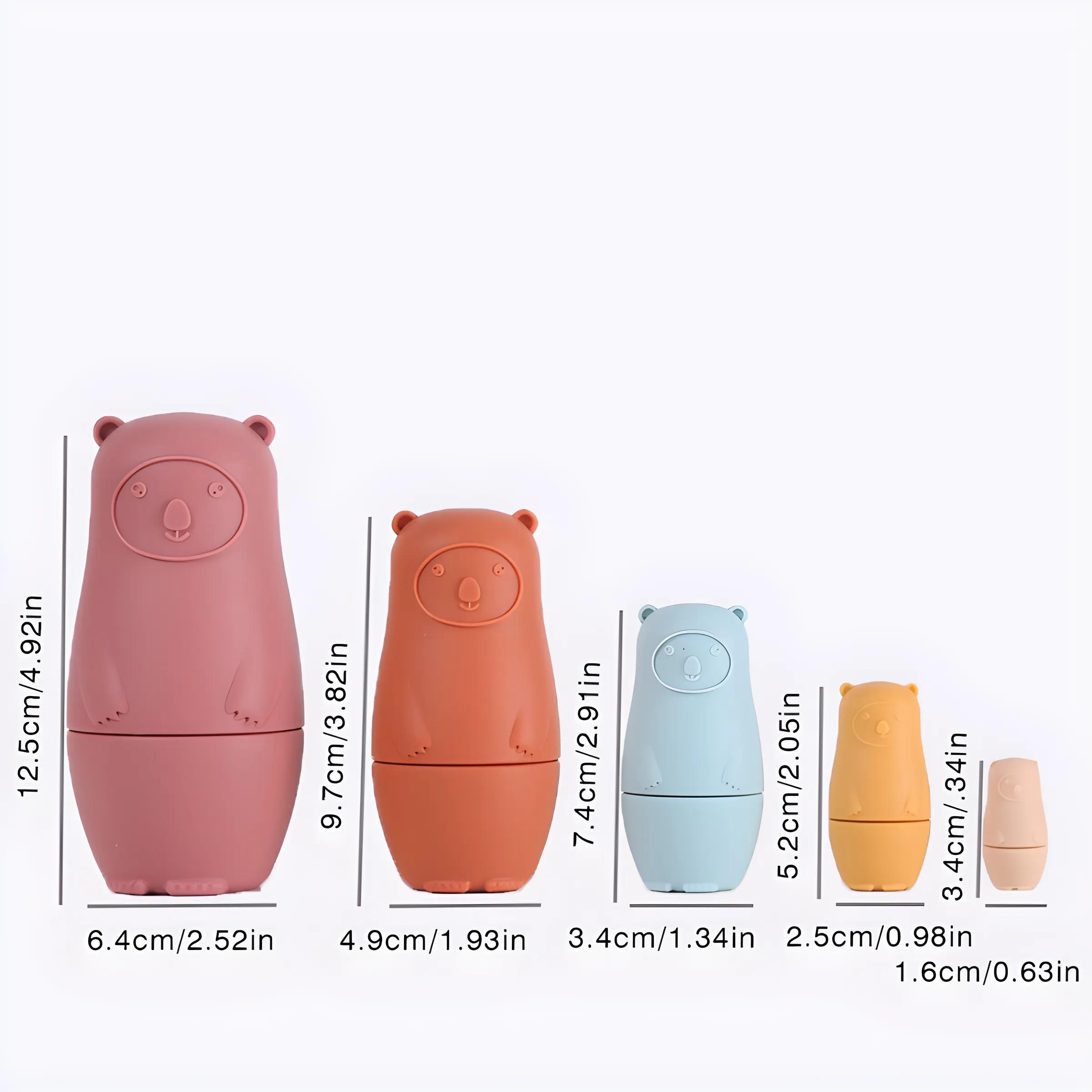 

5 шт. Силиконовый конструктор-пирамидка Игрушки для stacking Игрушки-гнездышки Круглая композиция Пищевой силикон Подарок на день рождения Игрушки для младенцев