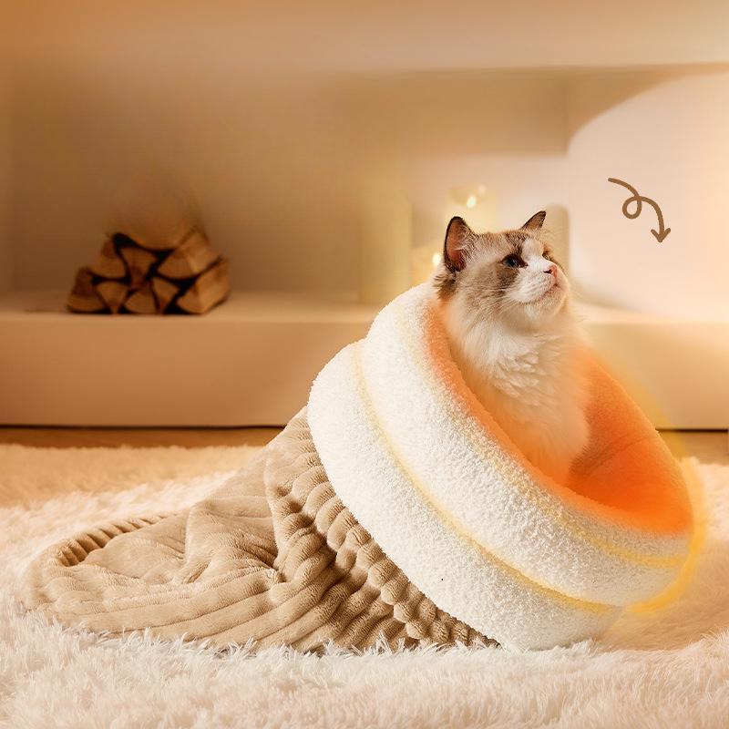 2026 Autumn and Winter Warm Cat Nest Sleeping Bag Drill Hole Closed Kitten Nest Safety Windproof Dog Nest Drill Quilt