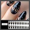24 Stück Glänzende Press-On-Nägel Mandelform Falsche Nägel mit Schwarz-Katzen-Designs Stilvolle Klebenägel Geschenk für Frauen Maniküre
