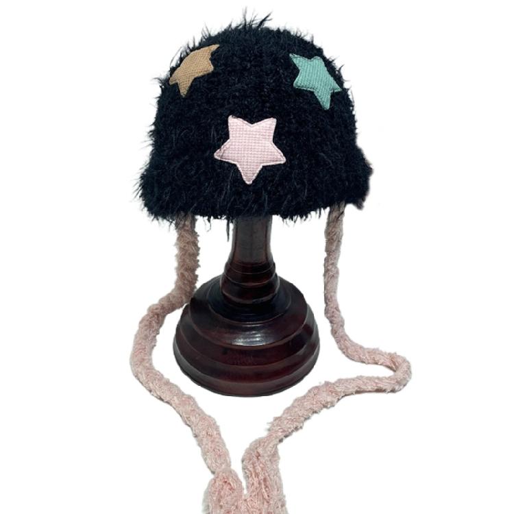 

Winter Warm Faux Furs Bucket Hats For Womens Fisherman Caps Earwarmer Ski Hats чорний