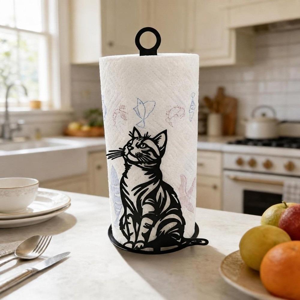 Wooden Base Paper Towel Holder 2D Flat Acrylic Tissue Storage Rack Tissue Holder Home Decor
