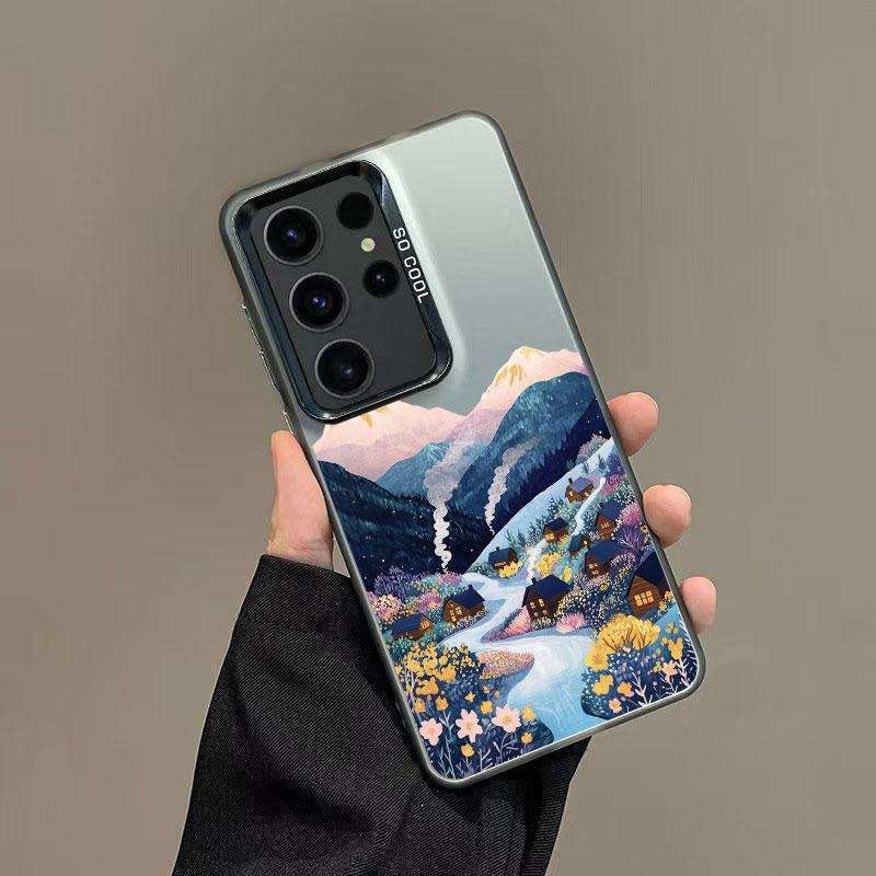 For Samsung Galaxy S25 S22 Ultra Plus S24 S23 Ultra Plus FE S21 FE Laser Phone Case Norwegian Scenery Shockproof Back Covers