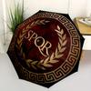 SPQR Roman Laurel Wreath Umbrella: Compact And Foldable with a Sturdy Iron Structure,8 Ribs Suitable for Year-Round Use At Home Or Outdoors