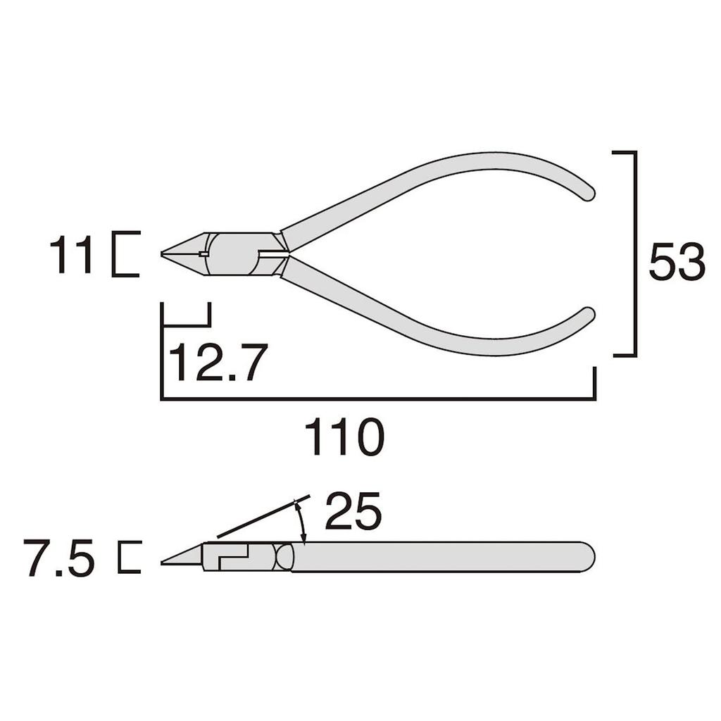 Fujiya MP5-110 Plastic Nippers (Small, Spring-Loaded) 110mm with Mirror-Finished Blades for Sharpness