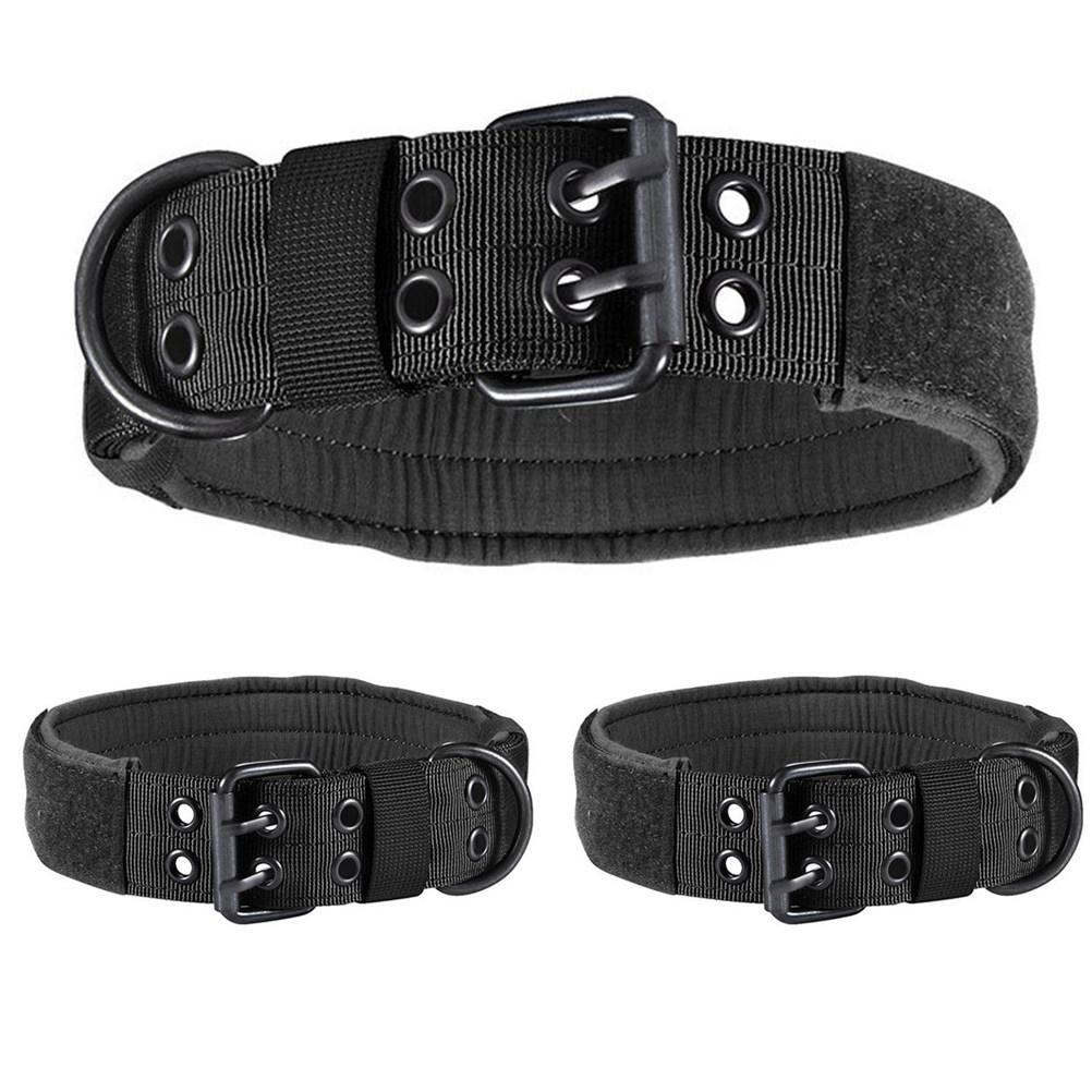 Strongest Nylon Dog Collar 5-Point Adjustable Tactical Pet Collar for Dogs Metal Buckle D-Ring Handle Self-Adhesive Tag Space