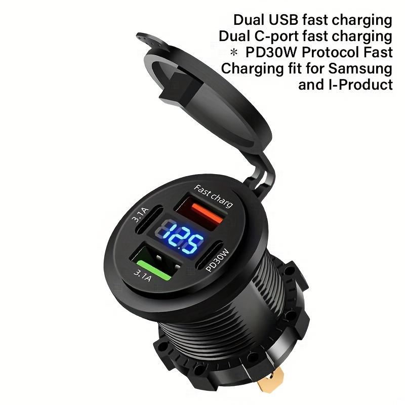4-Port PD30W Schnell-Autoladebuchse mit LED-Anzeige für 12V-24V Fahrzeuge