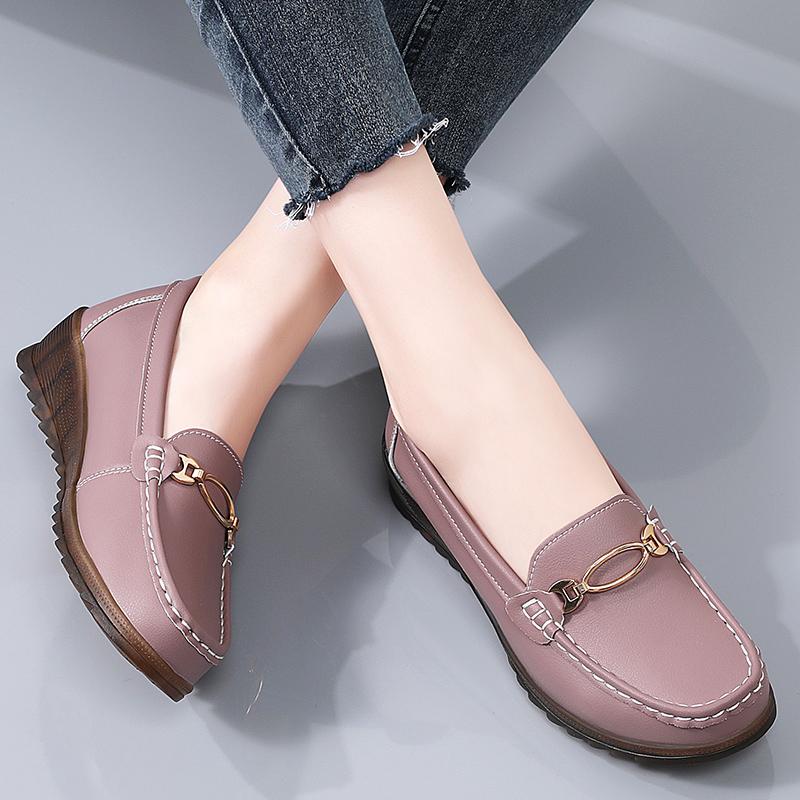 Women's Black Loafers Moccasins Casual Slip On Grey Flats Walking Shoes for Mother Plus Size