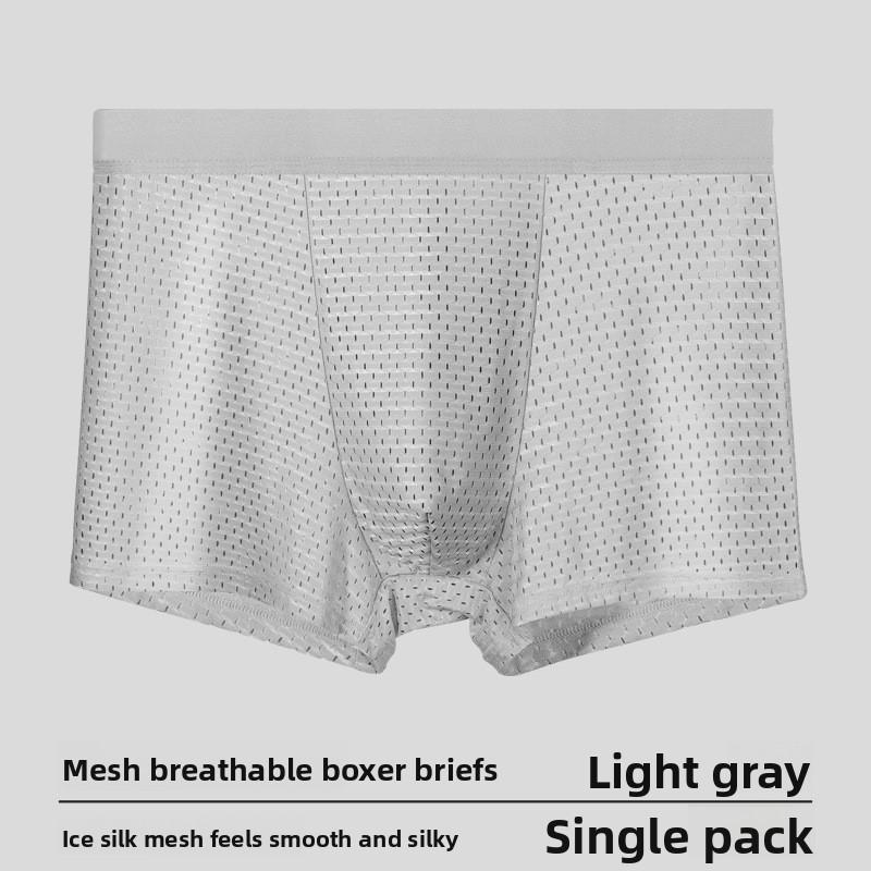 Men's Spring and Summer New Net Hole Ice Silk Breathable Graphene Antibacterial Boxer Briefs