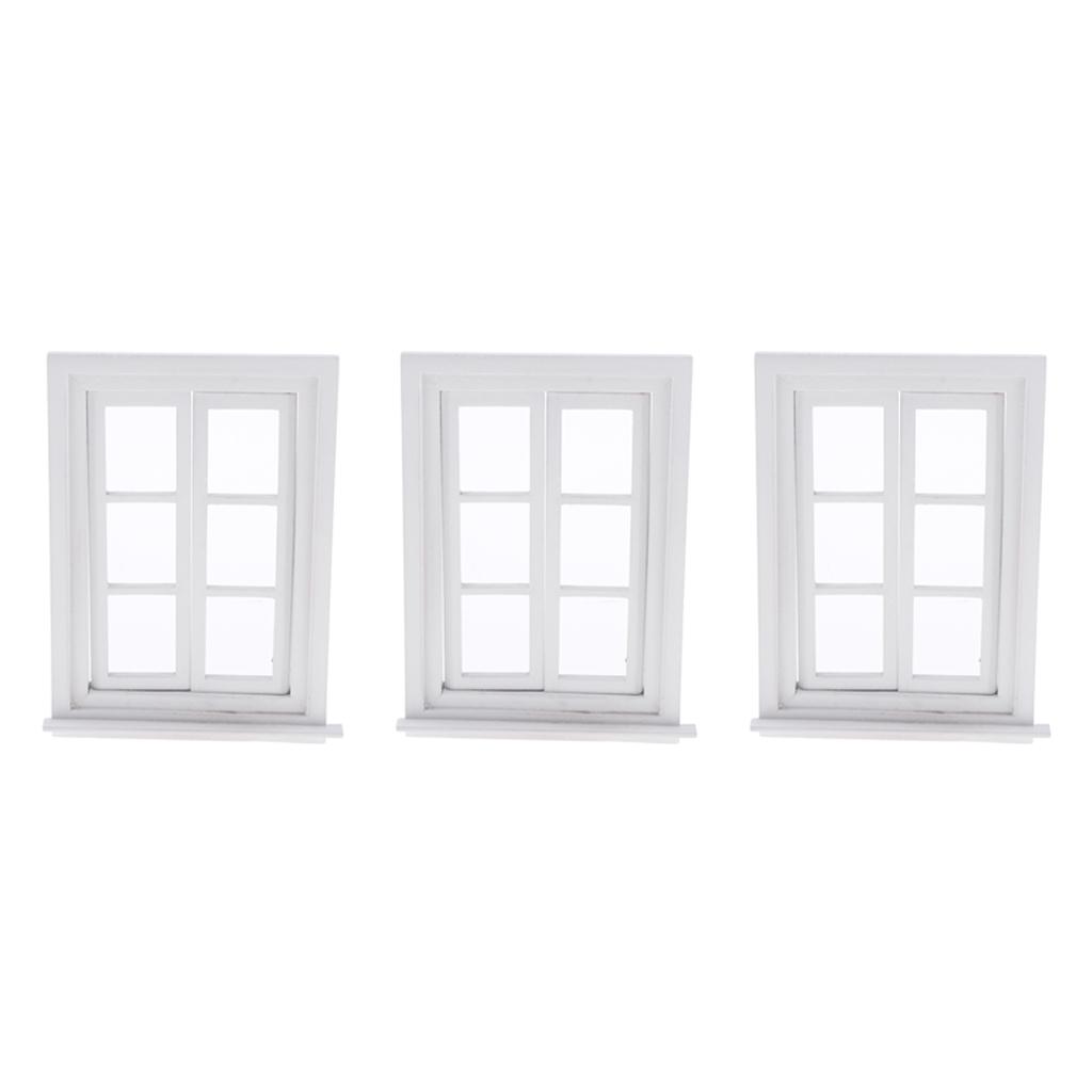 Handmade Wood Window Furnishings for Doll Room/ Bedroom/ Dining Room, 3pcs Set