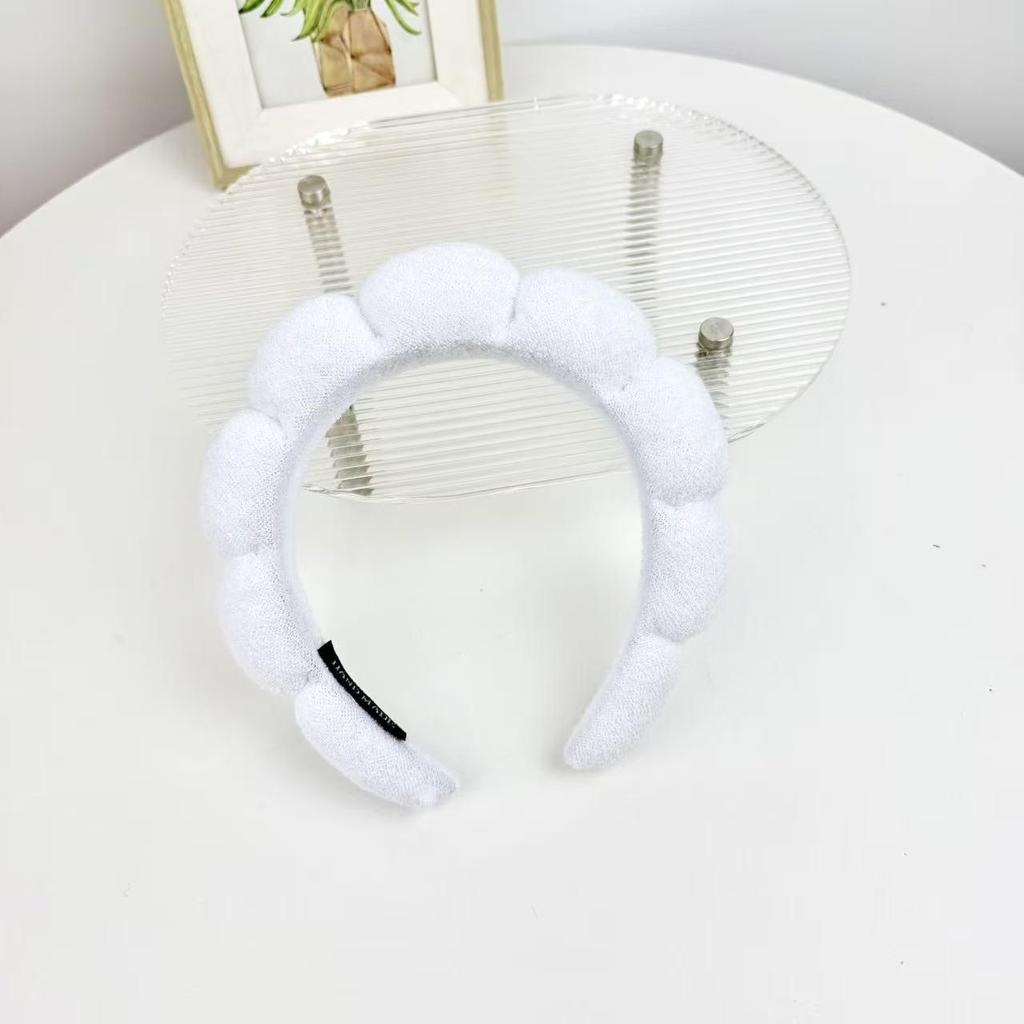 Women's Cute Blue Cloud Headband - Wide, High Skull Top for Face Washing