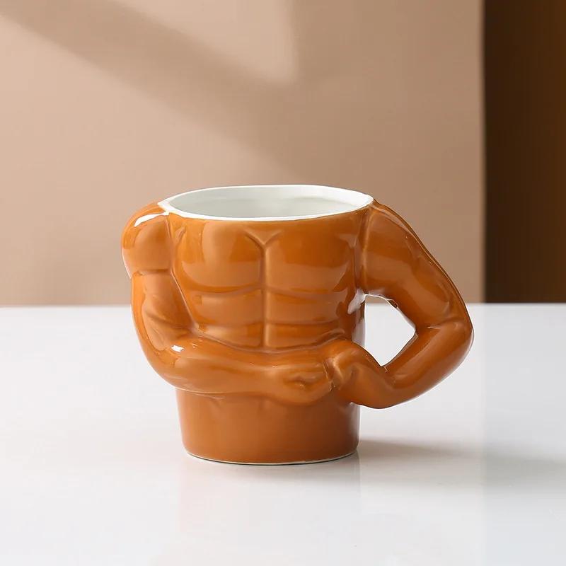 Muscle Ceramic Mug Breakfast Milk Coffee Mugs with Handle Gift Box Birthday Gift Office Household Funny Cups Drinking Utensils