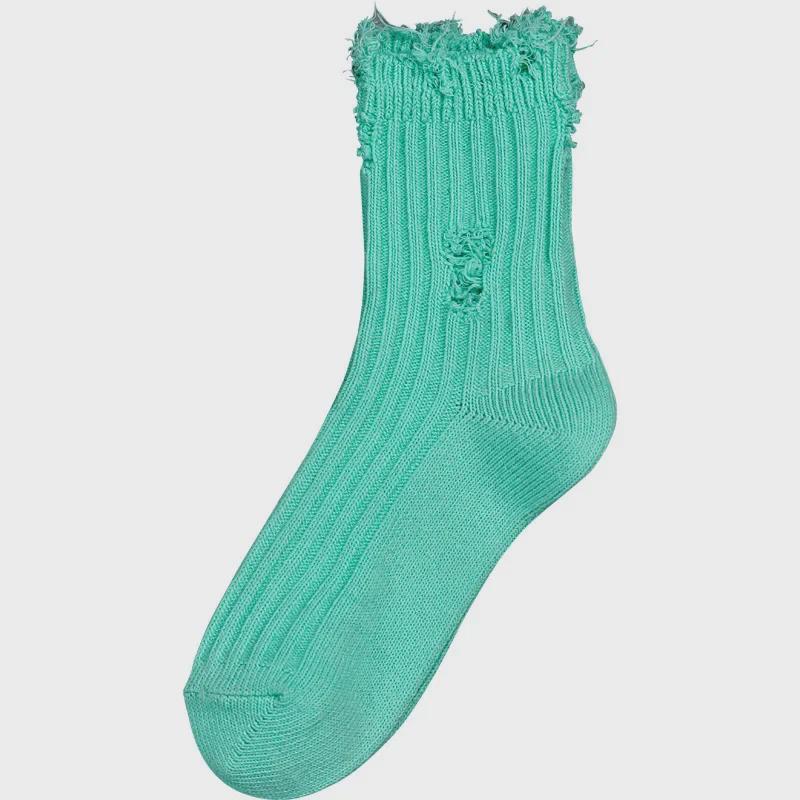 Women's Ripped Beggar Socks - Mid-Tube Cotton Pile for Autumn/Winter