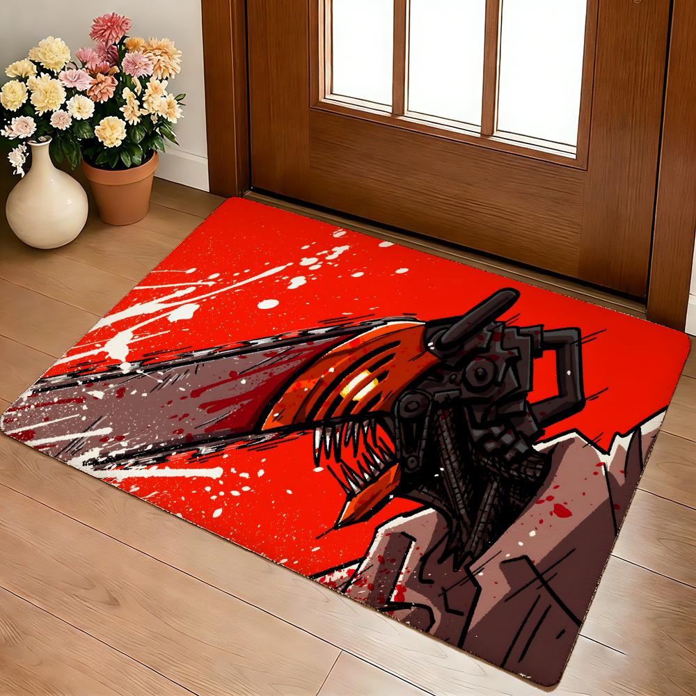 C-Chainsaw Man Fußmatte Gemütliche Flanell Weiche Dicke Rutschfeste Matte für Wohnzimmer Schlafzimmer Küche Dekor Teppiche