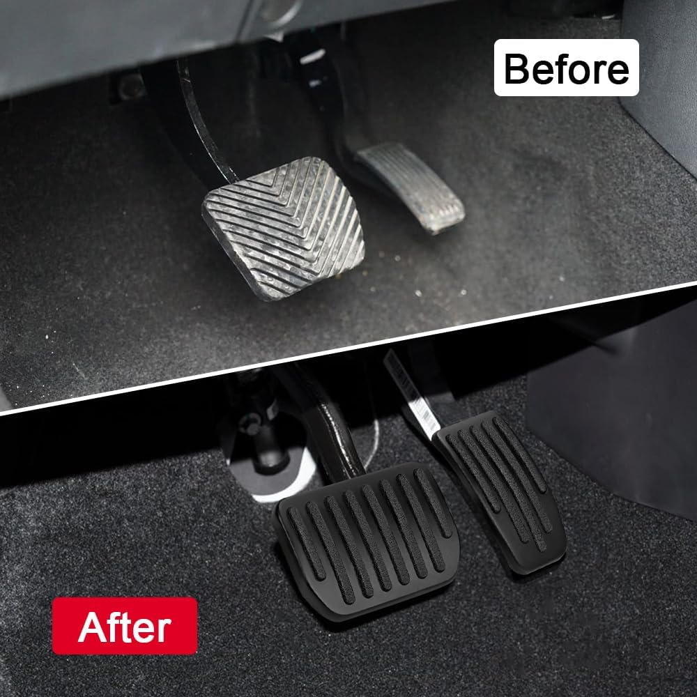 ASUBHA Foot Pedal Pads Set, Car Pedal Covers, Auto Aluminum Pedal Covers, Non-Slip Performance Aluminum Car Accessories Brake & Accelerator Pedal