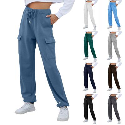 Women's Fashion Solid Color Work Pants Casual Pants With Pockets