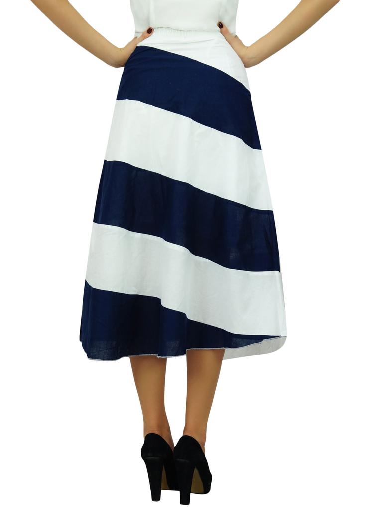 Bimba Women's Spiral Summer Midi Skirt A Line Boho Chic Skrit With Side Zip