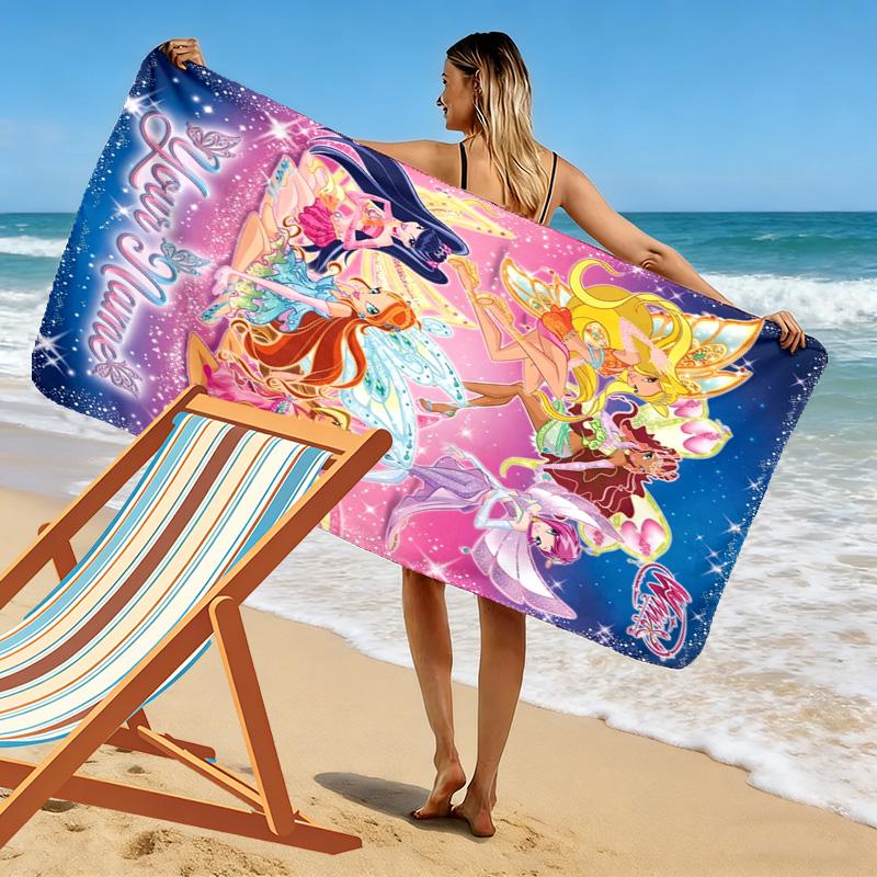 Name Custom Winx Print Beach Towel, Large Soft Quick Dry Towel for Beach Camping Swimming