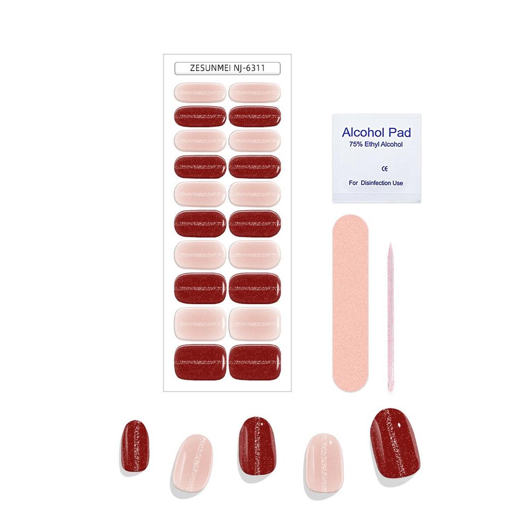 Solid Color Cat Eye UV Gel Nail Stickers: Waterproof, Long-Lasting, Light-Curing, Semi-Cured Nail Art.