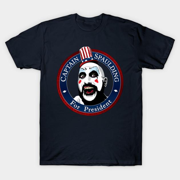 Men Black Print T-shirt Limitied Edition - Captain Spaulding For President No-Cut Transfer Paper Print Cotton Tshirt M тёмно-синий