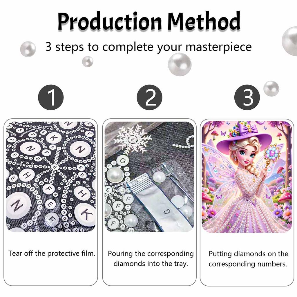 Disney Fairy Princess pearl painting handmade diy pearl art painting simple living room hanging painting decoration